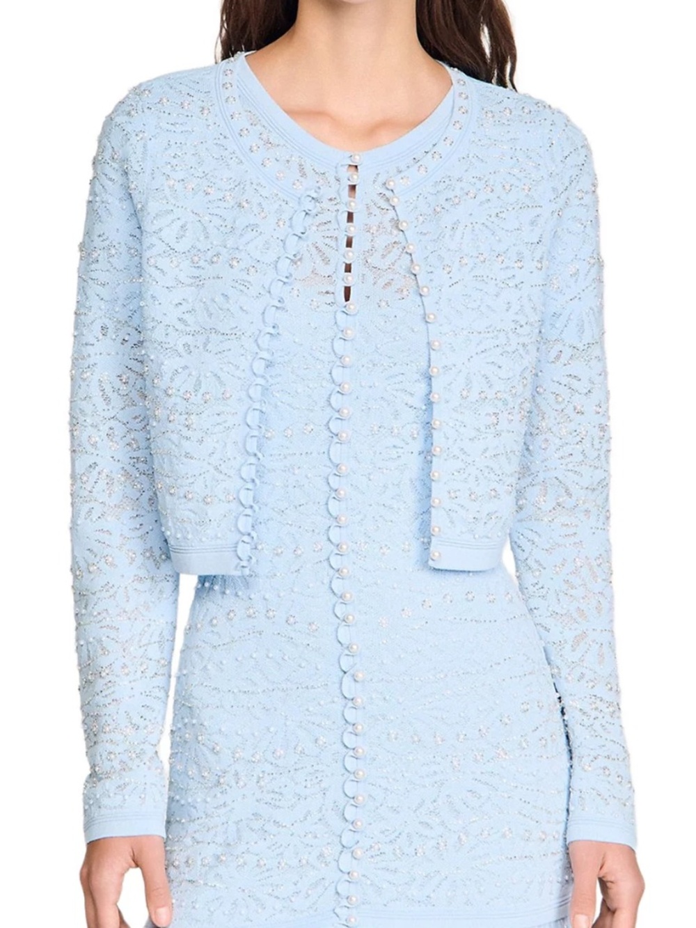 Leva Cropped Pearl Cardigan